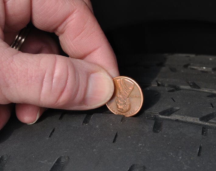 Test tire tread depth with a penny