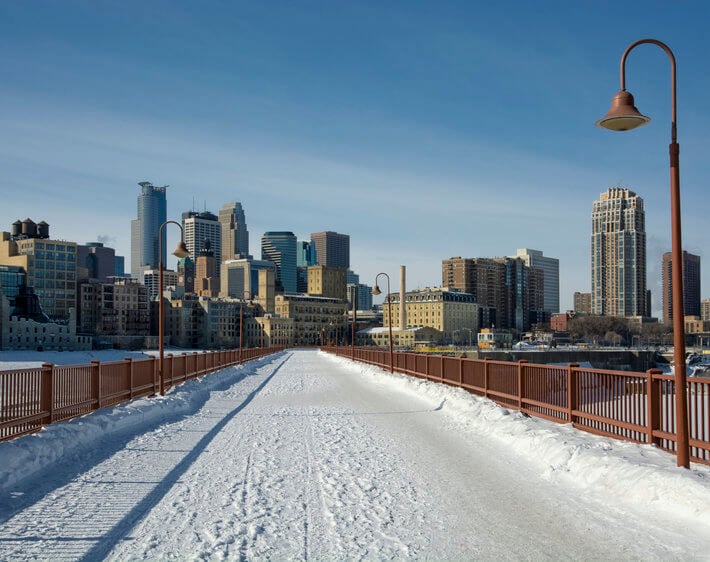 Minneapolis-St. Paul skyline with snow